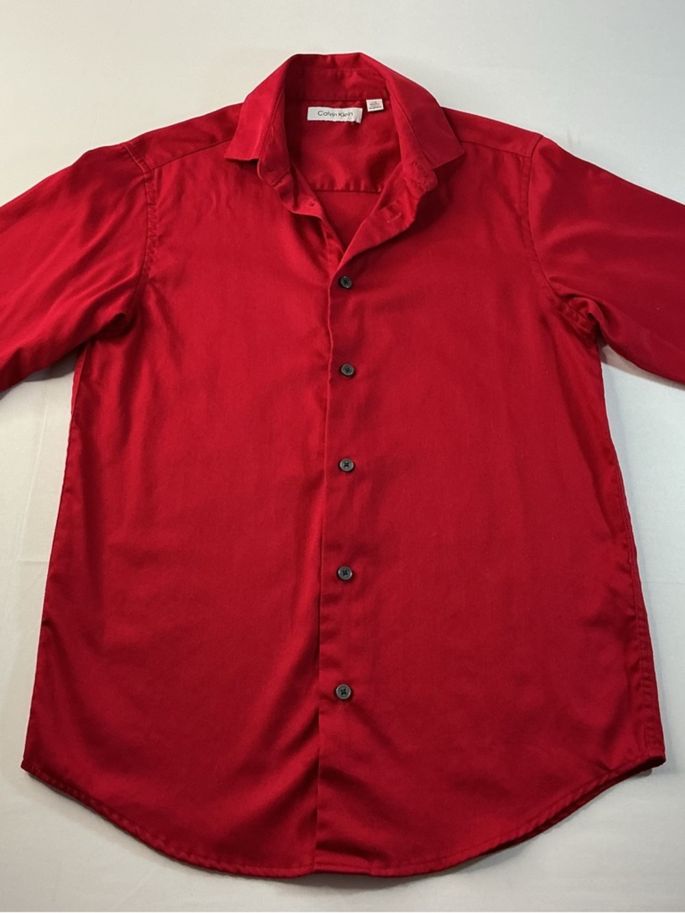 Calvin Klein Men's Bright Red Long-Sleeve Dress Shirt